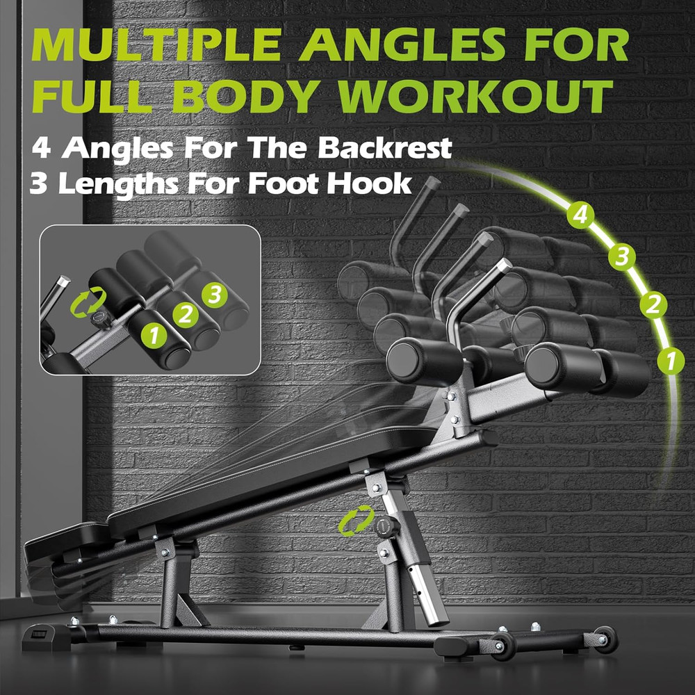 Semi-Commercial Sit-Up Bench with Reverse Crunch Handle for Ab & Core Workout an