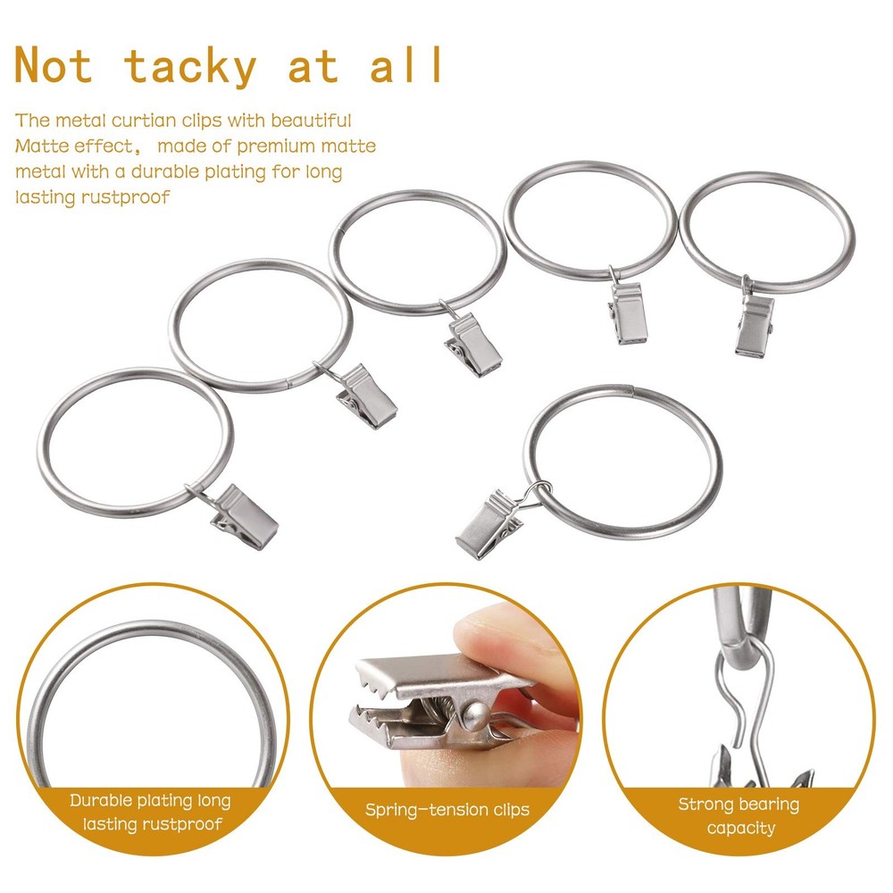Lansian 20pcs Rustproof Drapery Matte Stainless 1''-20Pack, Silver