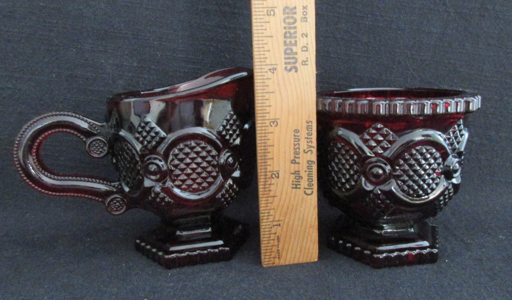 Vintage Avon Cape Cod Sugar & Creamer Set-Ruby Red-1980's