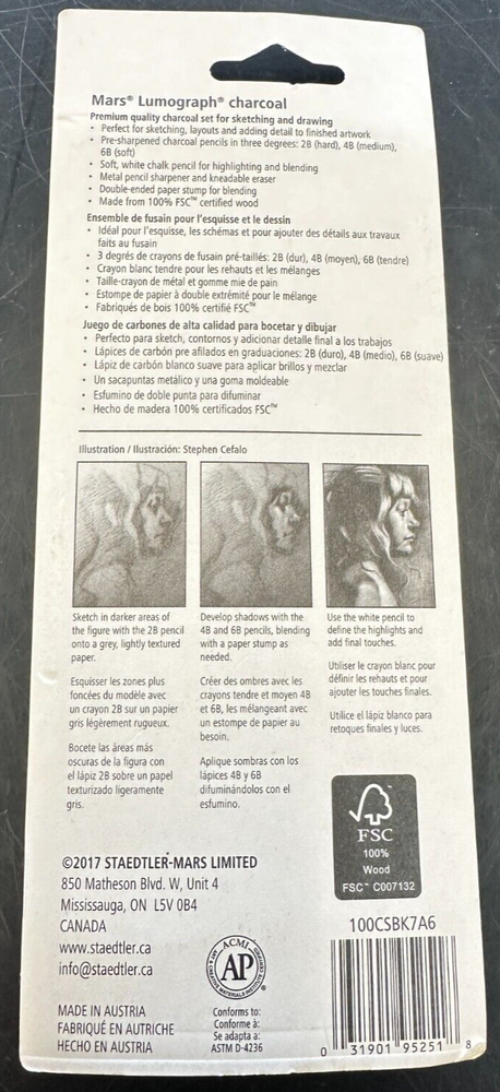 Charcoal Pencil Sketching Set 7/Pkg-Mars Lumograph