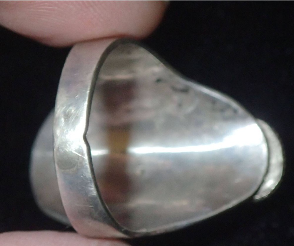 Sterling Silver Dragon with Amber Ring Sz 12.25