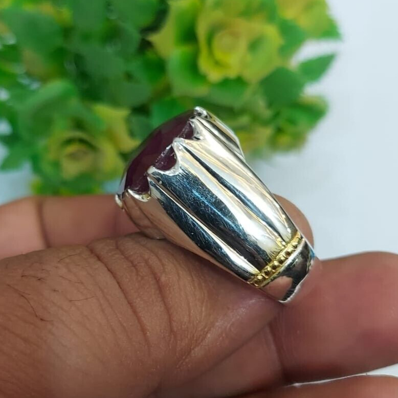 Natural Anari Ruby Stone Ring Big Ruby Stones Sterling Silver Unique Ruby Ring