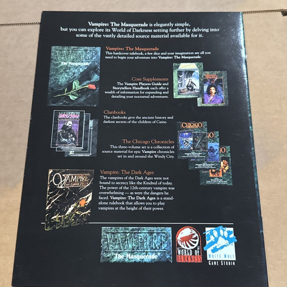 White Wolf Vampire The Masquerade Introductory Kit VG+