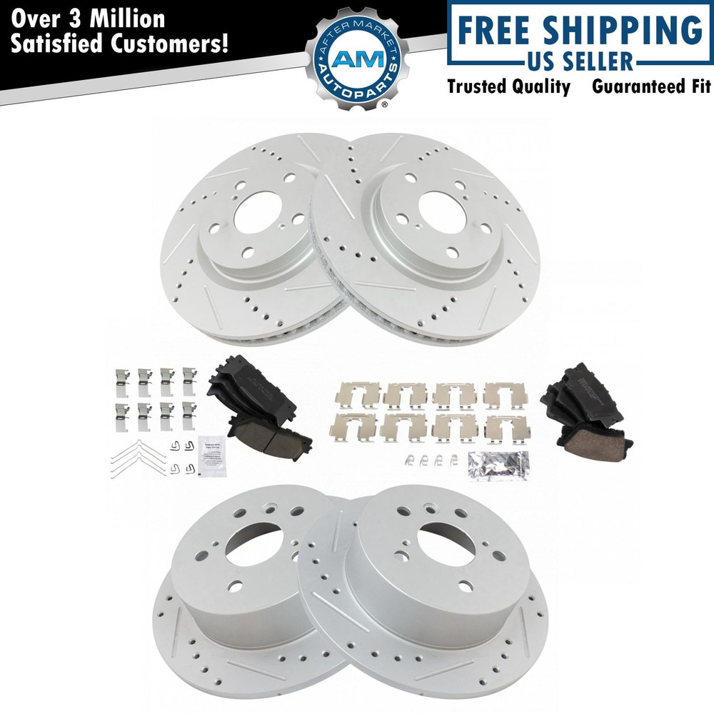 Performance Brake Rotor Drilled Slotted & Ceramic Pad Front & Rear Kit