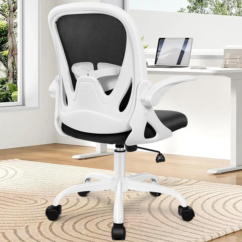 Elite Ergonomic Computer Chair - Adjustable Lumbar Support, Swivel Base, White