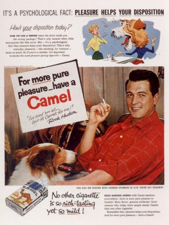 Rock Hudson / Camel Cigarette - CUSTOM MATTED - New Postcard : GIFT