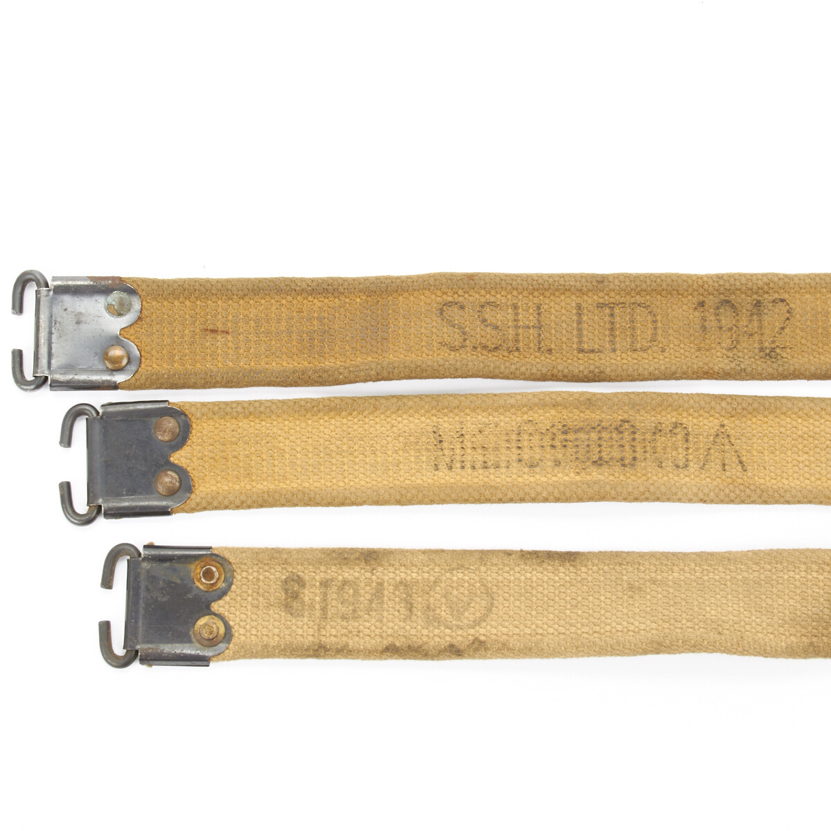 Original WWII Dated British Enfield Web Khaki Sling with Steel Fittings