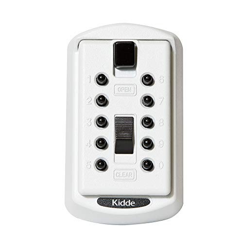 Slimline Key Lock Box - Push Button Combination, 2-Key Storage, Permanent, White