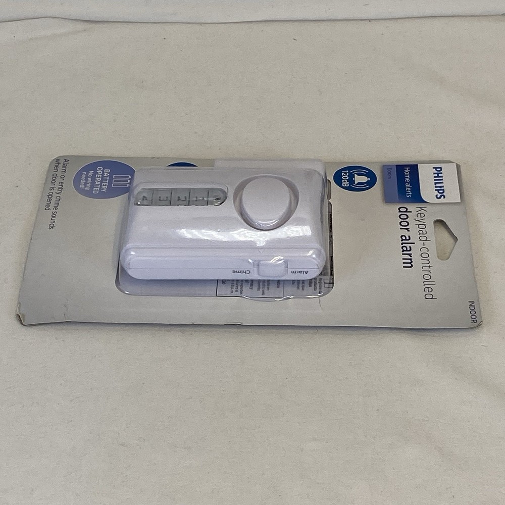 Philips Personal Security Deluxe Door Alarm Keypad Activation White NEW