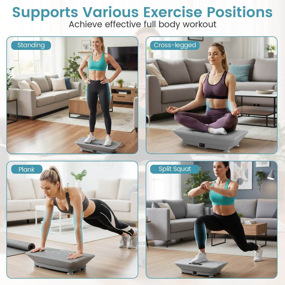 Vibration Plate Exercise Machine w/ Gravity Sensor, Remote Control, Bluetooth