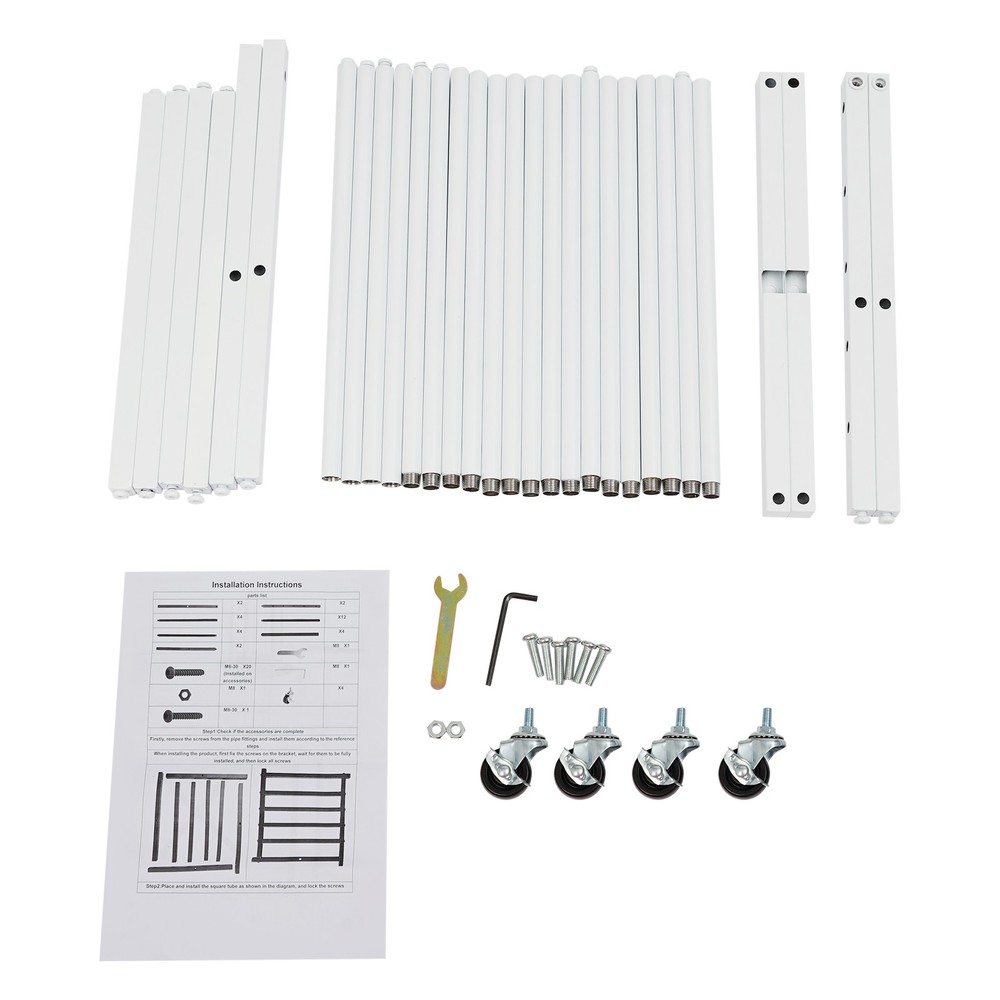 Rolling Pillow Storage Rack Organizer Adjustable Pillow Display Rack White New