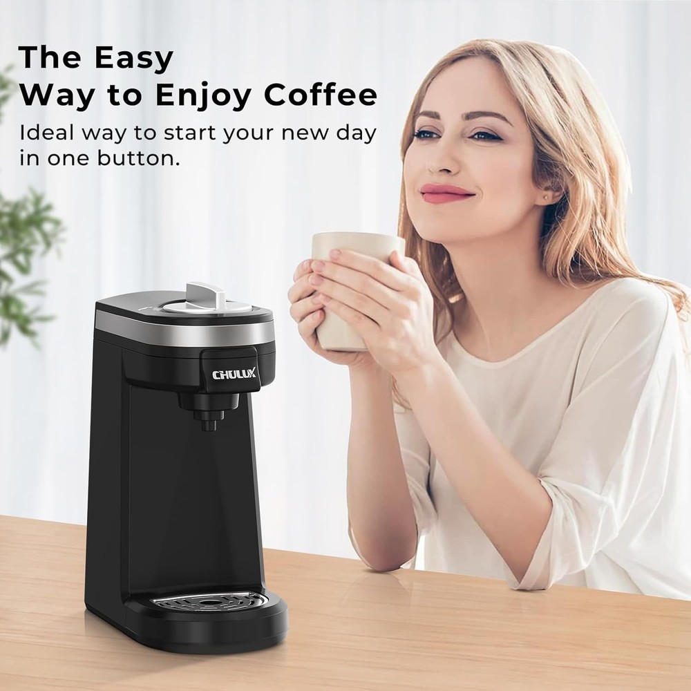 800W Mini Coffee Machine - Auto Shut-off & One Button Operation for 12oz Brew