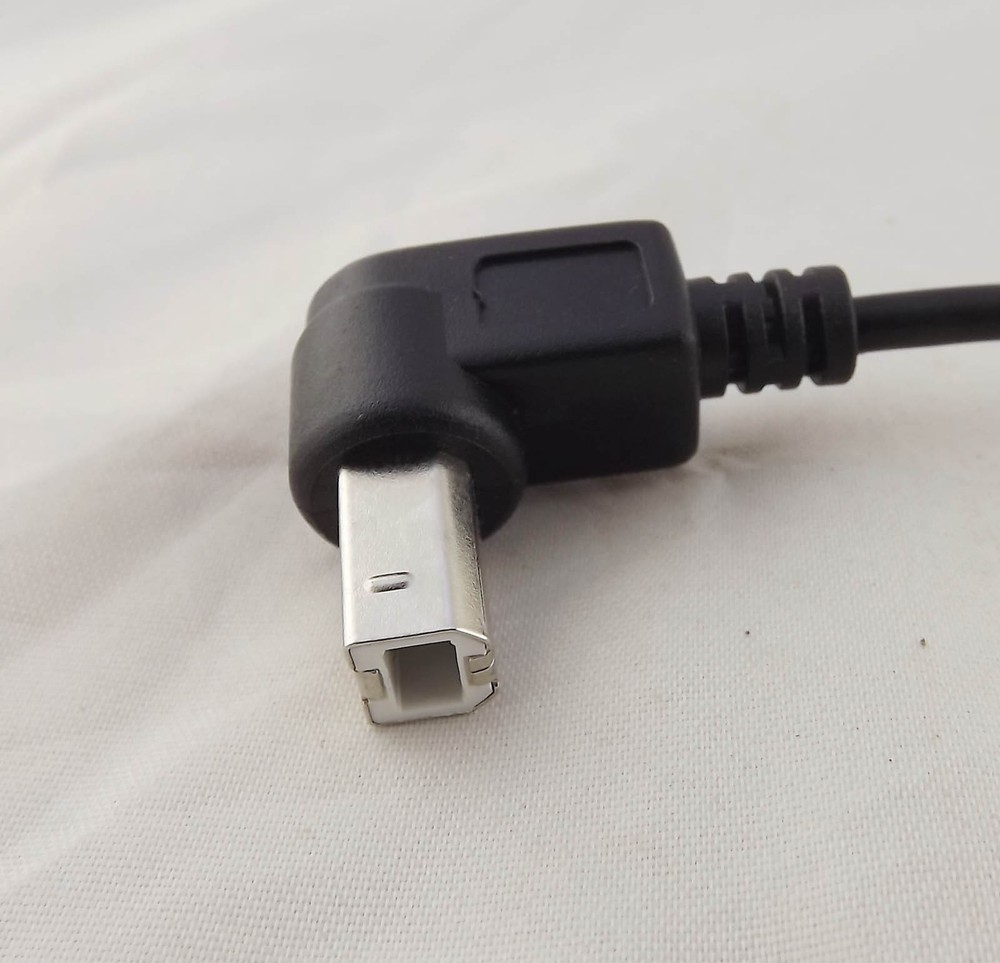 USB 2.0 B Female To Down Angle USB B Male Printer Short Data Cable Adapter 1ft