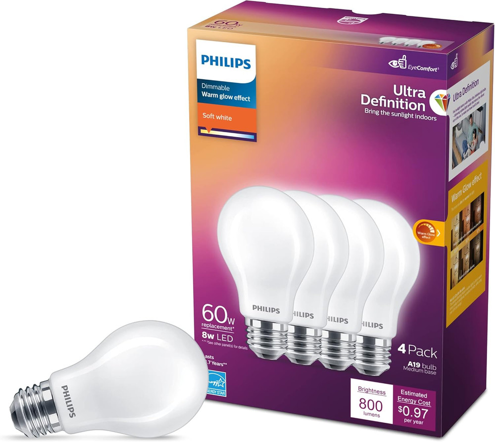 Philips LED A19 Ultra Definition Frosted Dimmable LED Light Bulbs - Flicker-Free