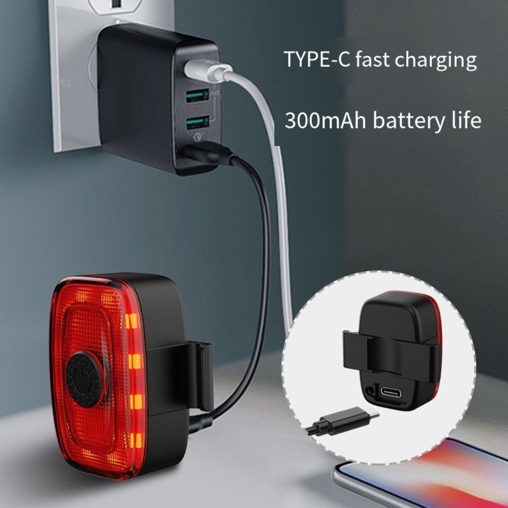 Shockproof Bicycle Tail Light 300mAh with Multiple Brightness Settings