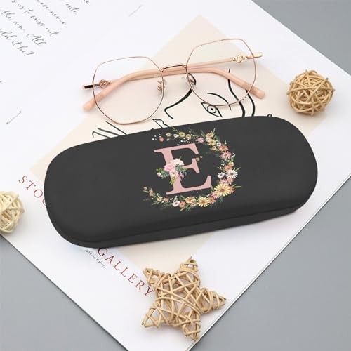 Eyeglasses Case Hard Shell Initial Letter Protective Case for Glasses Letter-e