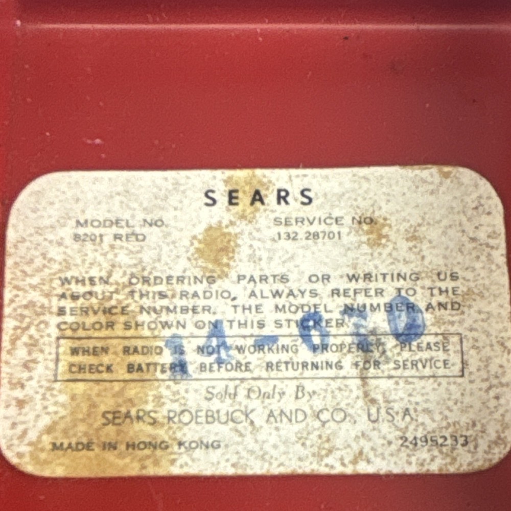 Sears Solid State 6 Transistor Radio Red Model 8201 **Parts**