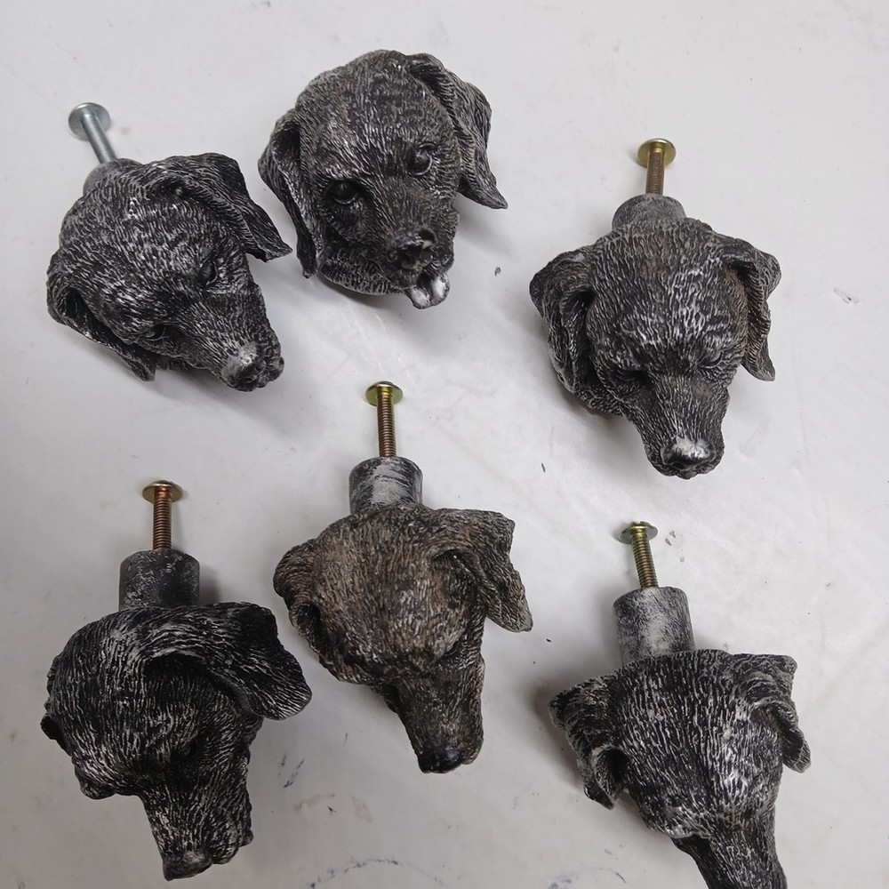 Resin Dog Face Shape Pulls Drawer Cabinet Door Handle Knobs 6 pcs