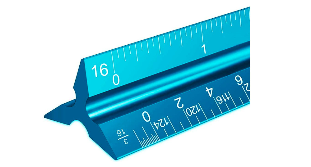 Architectural Drafting Scale Architect Ruler Triangular Blueprint Aluminum 12"
