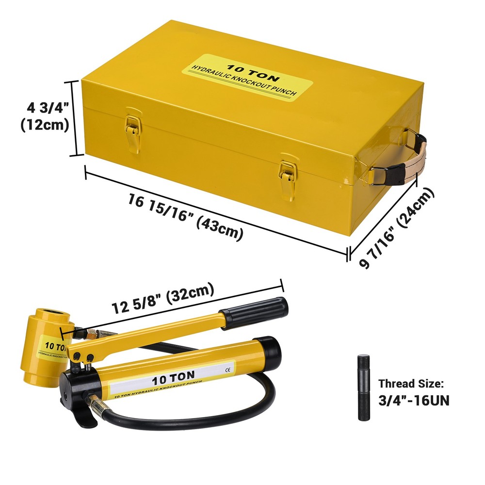 Yessources 1/2" - 2" Hydraulic Knockout Punch Set Electrical Conduit Hole Cutter