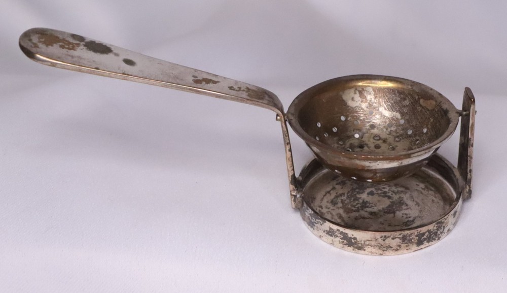 Vintage Tea Strainer Over the Cup w/ attached Drip Plate
