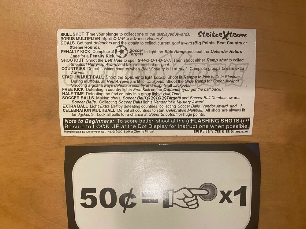 Stryker Xtreme Pinball Apron Cards