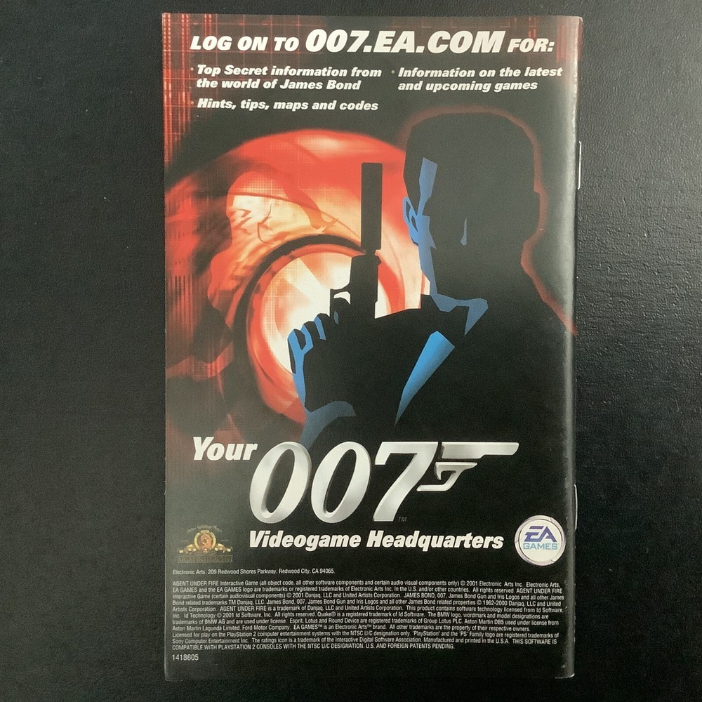 007 Agent Under Fire PS2 PlayStation 2 Instruction Manual Only