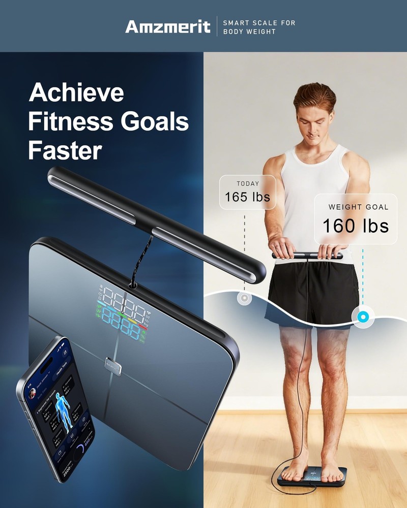 Smart Scale for Body Weight, 8-Electrode Larger Platform Digital Scale for We...