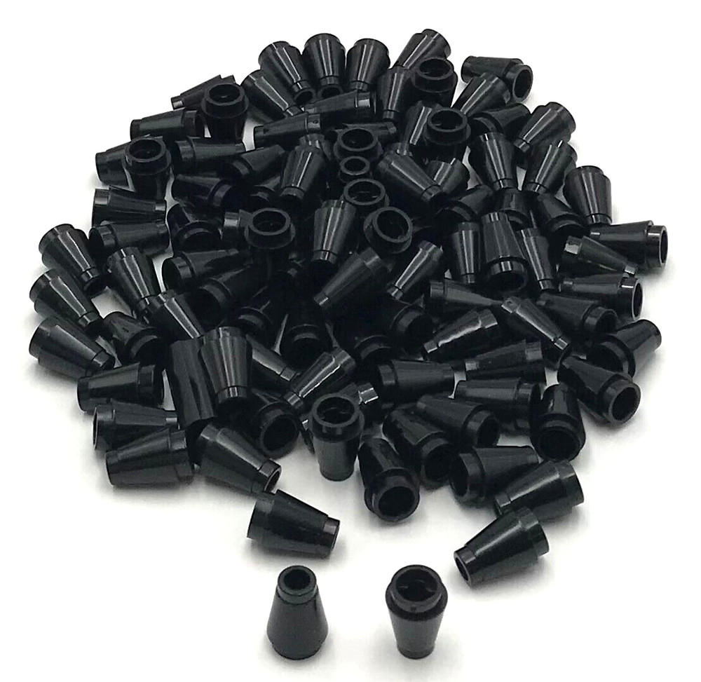 Lego 100 New Black Cones 1 x 1 Pieces