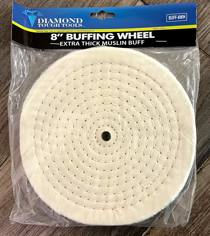 DIAMOND TOUGH TOOLS 8" BUFFING WHEEL (2 Pack) - Extra Thick Muslin - 1" Thick