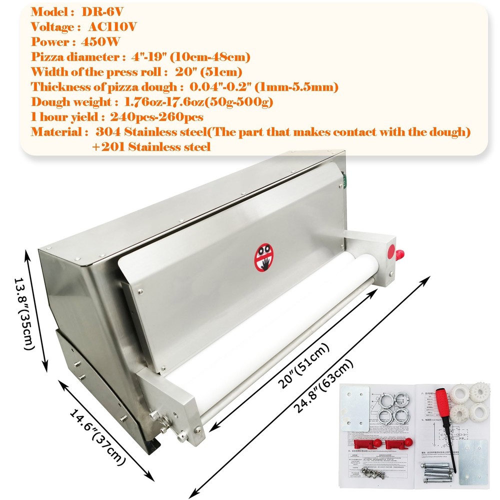 110V Single-Roller Auto Pizza Dough Press Pancake Press Pizza Forming Machine