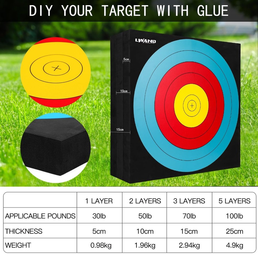 LWANO 20'' Foam Target High-Density Archery Bow & Arrow Target for Backyard