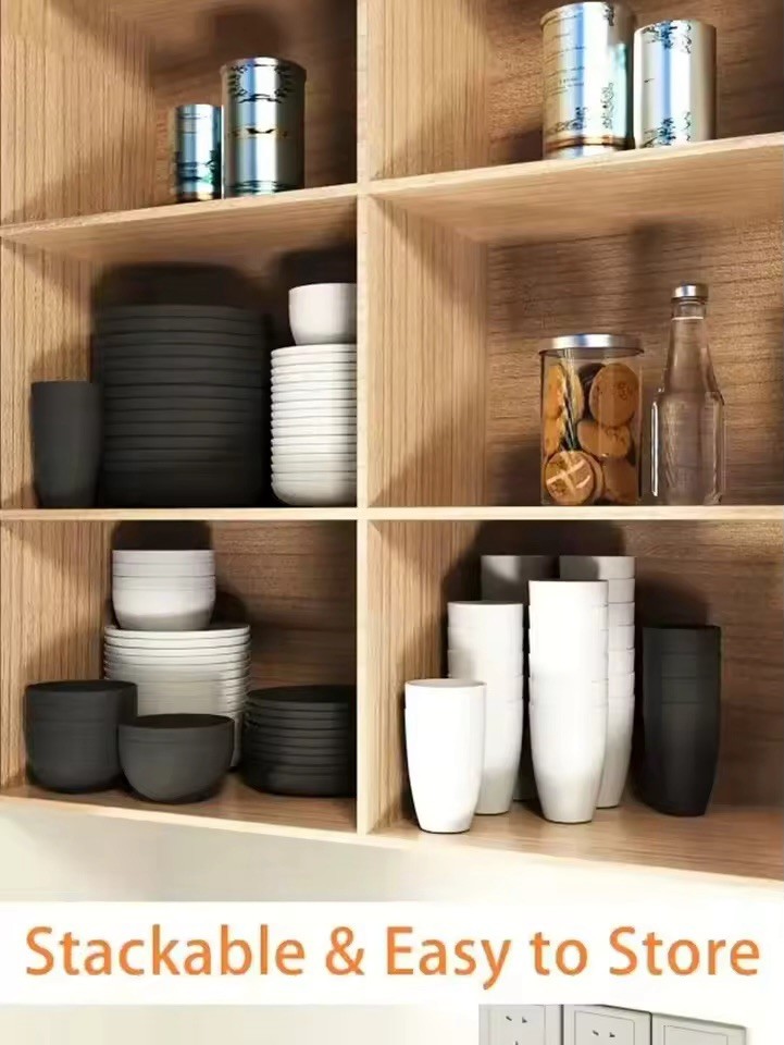 16-Piece Modern Dinnerware Set – Plates, Bowls & Cups (Service for 4) WHITE