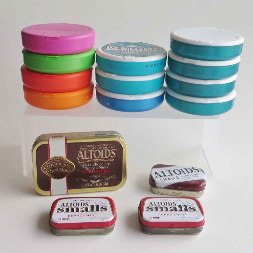 EMPTY Lot 15 ICE BREAKERS MINTS Plastic + ALTOIDS Tin Containers UPCYCLE Crafts