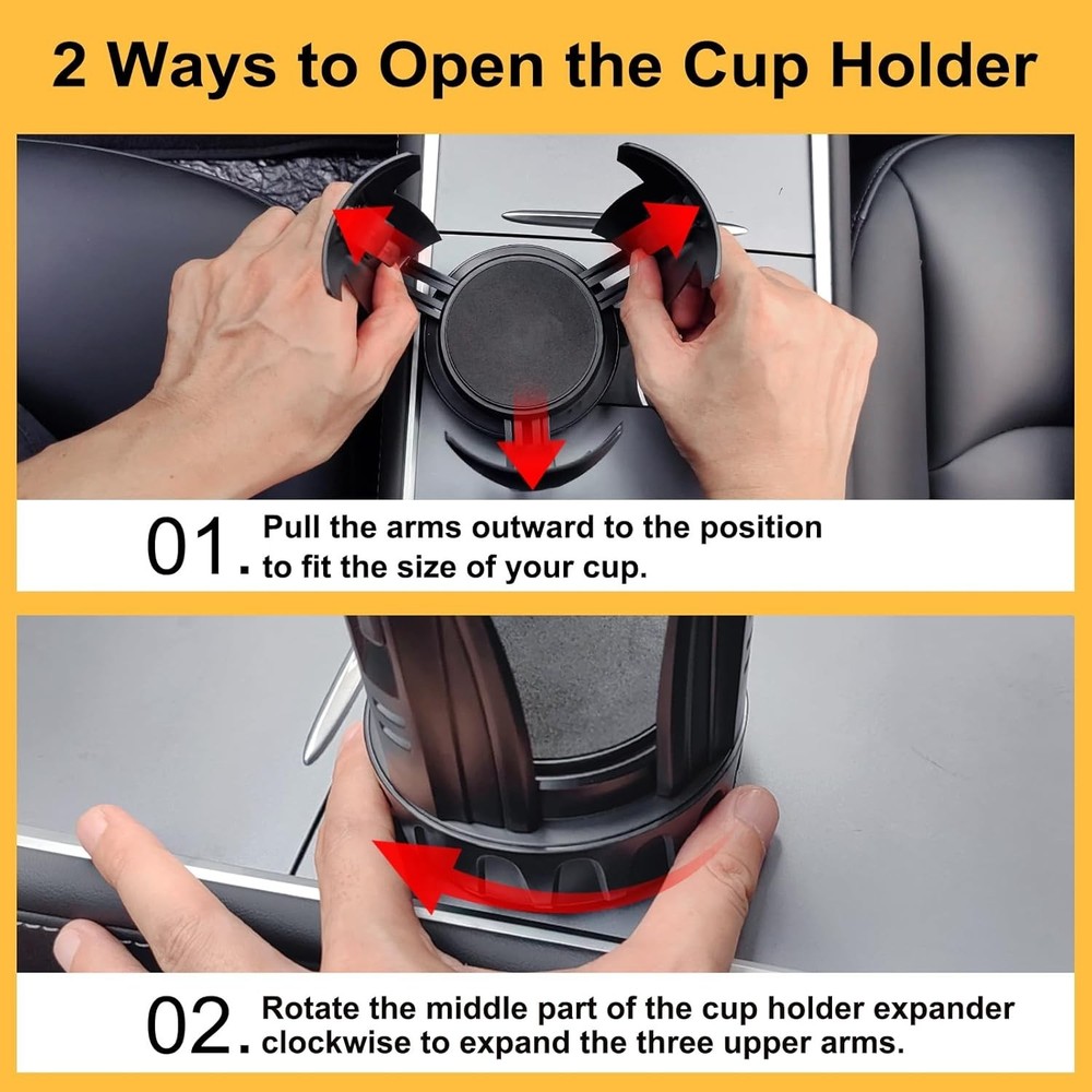 Cup Holder Expander Adjustable Holder & Base, Auto-Fit Hold, One Button Open,...