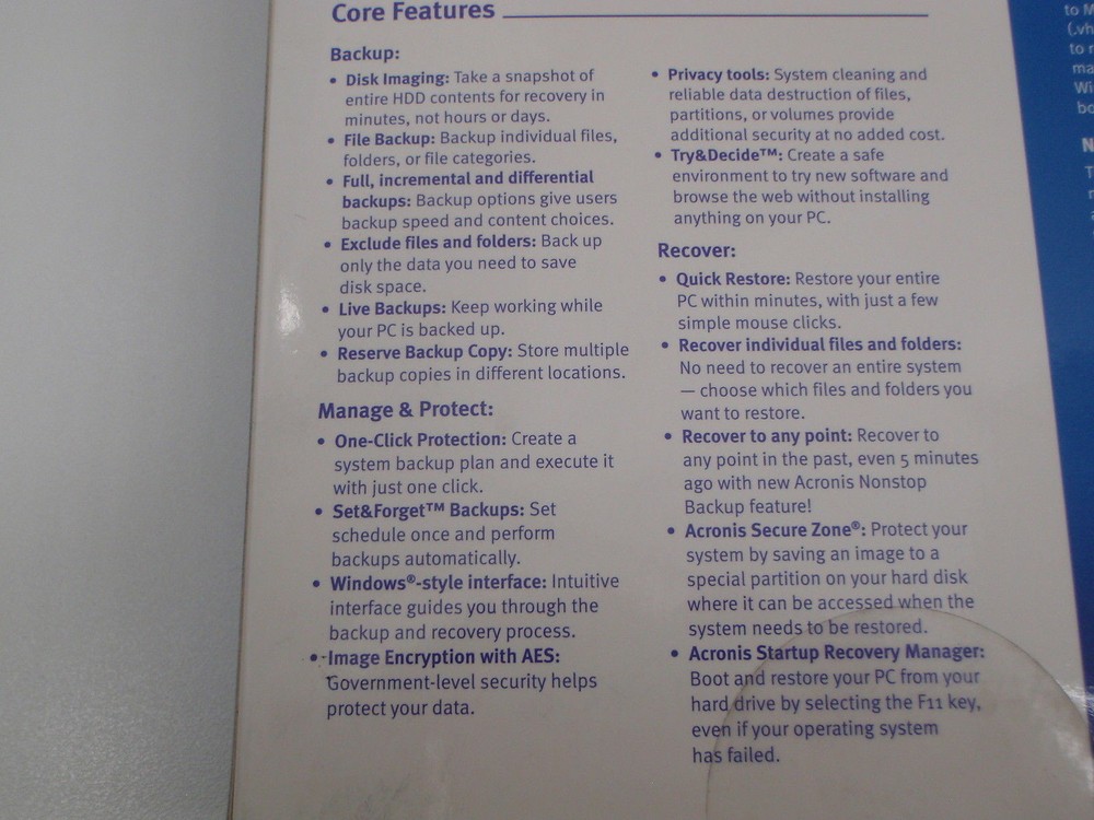 PC BACKUP RECOVERY SOFTWARE COMPUTER ACRONIS TRUE IMAGE HOME 2010 DVD