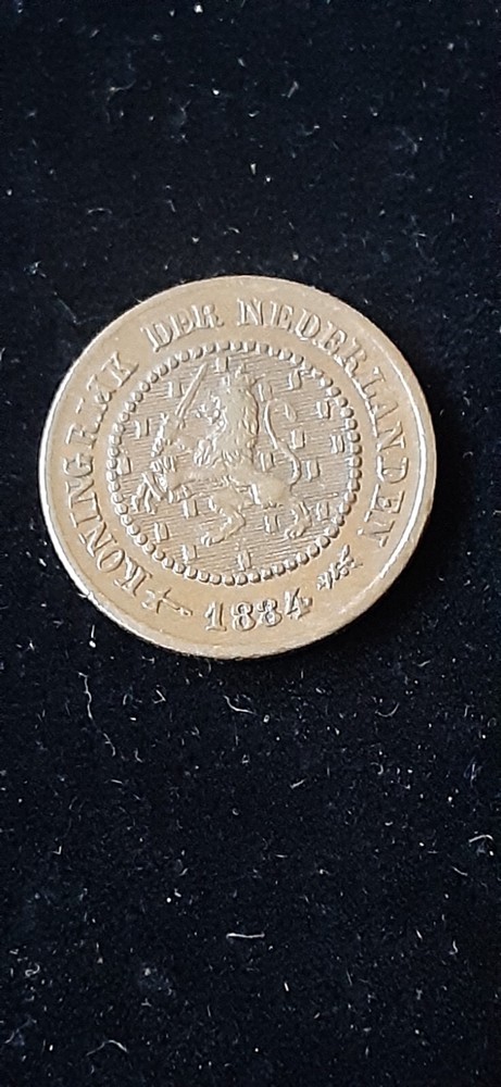 1884 NETHERLANDS HALF 1/2 CENT COIN extra fine