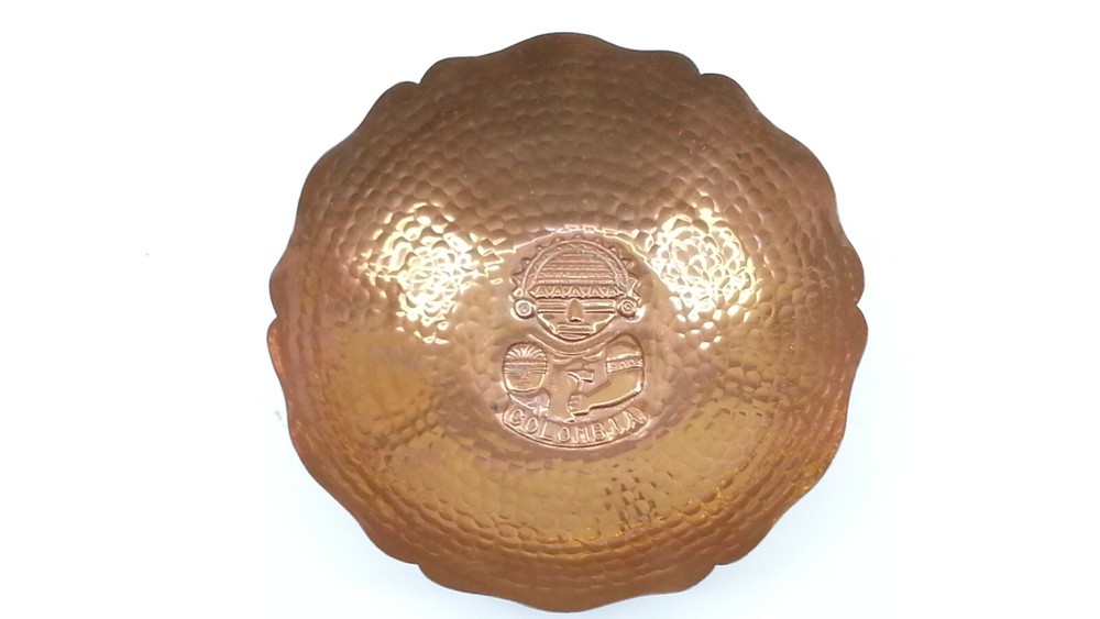 Vtg Copper Columbia Hammered Dish 7"