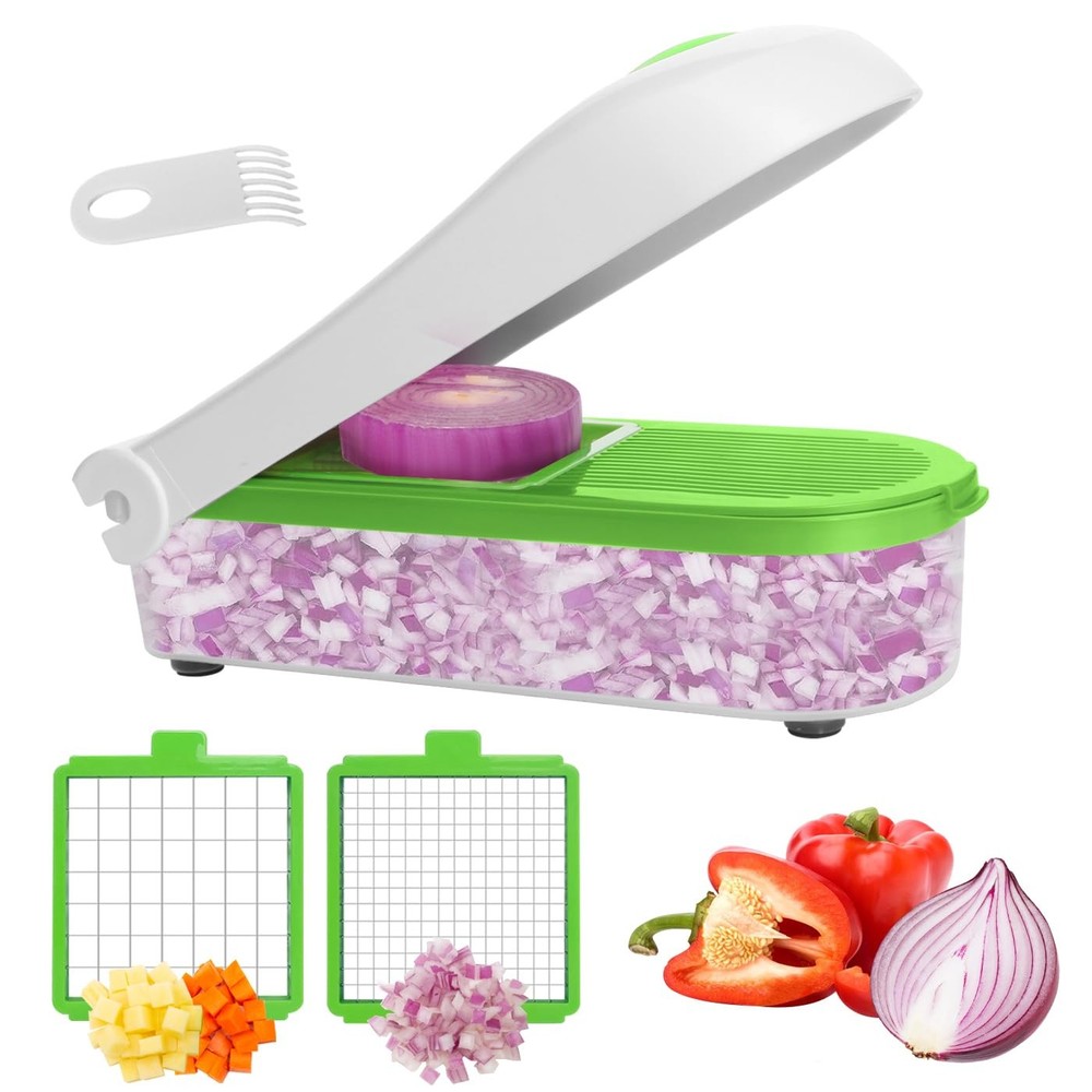 LHS Manual Food Processor Large Vegetable Chopper, 1004ML Pull 2 in 1, White