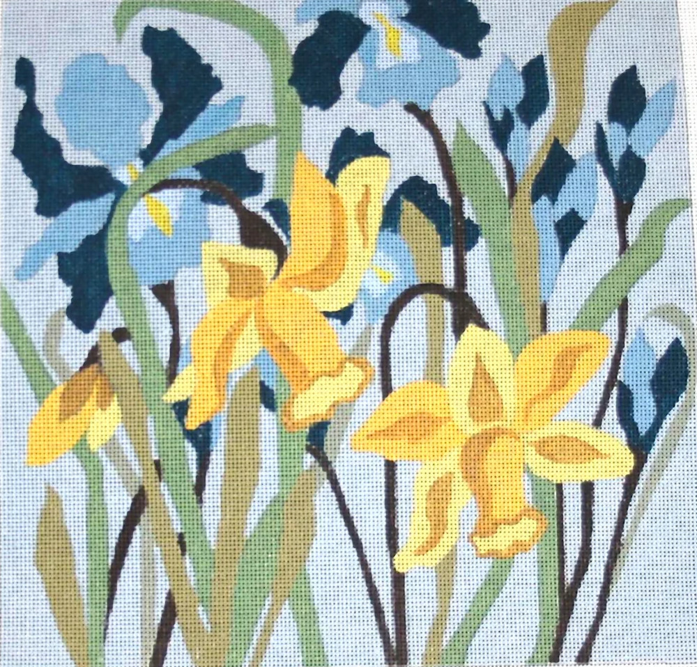 Needlepoint Handpainted Melissa Prince Irises 12x12
