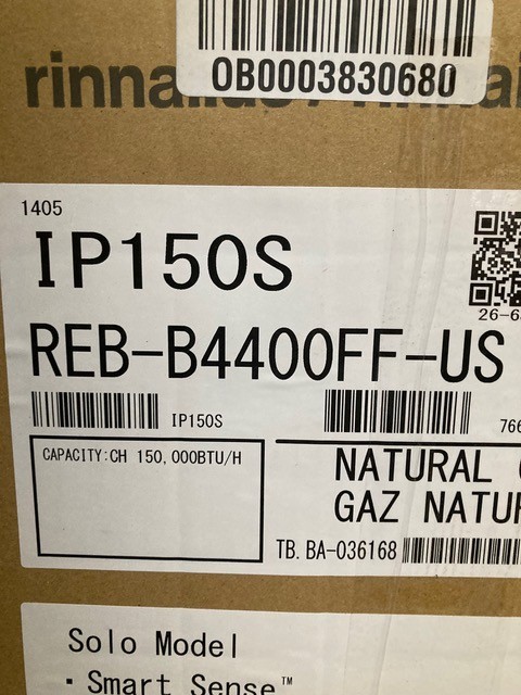 RINNAI Water Heater IP150S Tankless Indoor, High-Efficiency, Natural Gas Grey