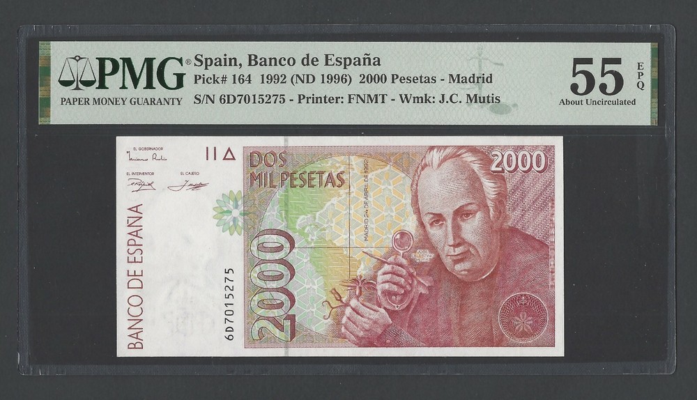 Spain 2000 Pesetas 1992  ND(1996) P164 About Uncirculated