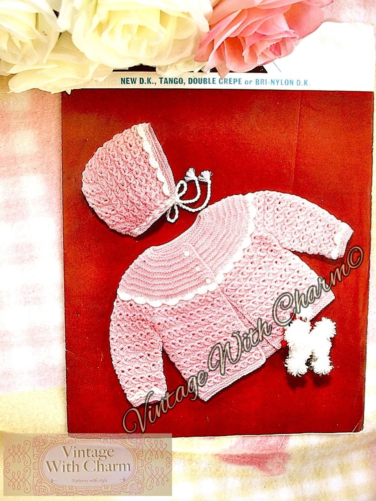 Vintage Baby Jacket and Bonnet Knitting Pattern