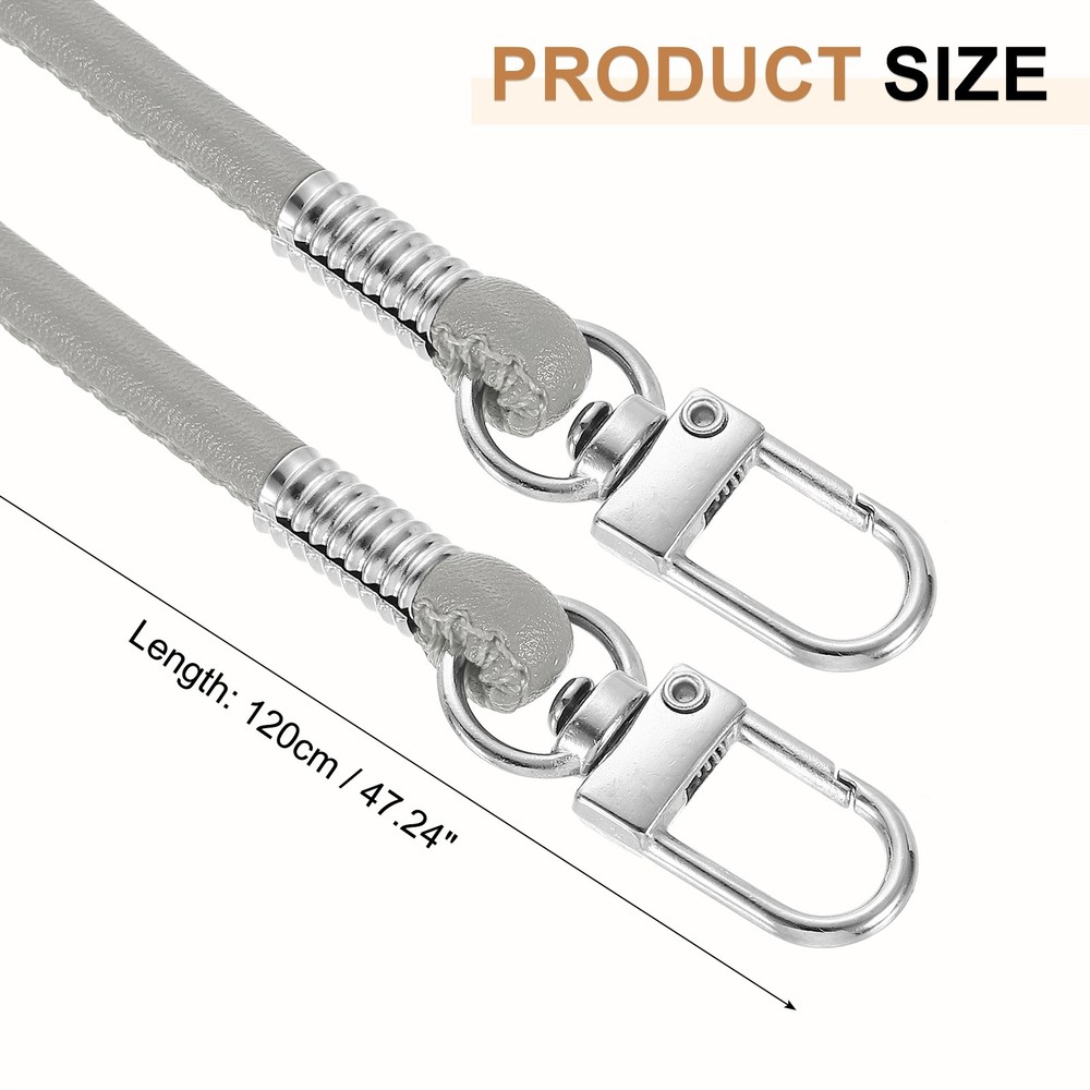 Crossbody Replacement Chain Strap, 120cm Thin Soft PU Strap (Light Gray)