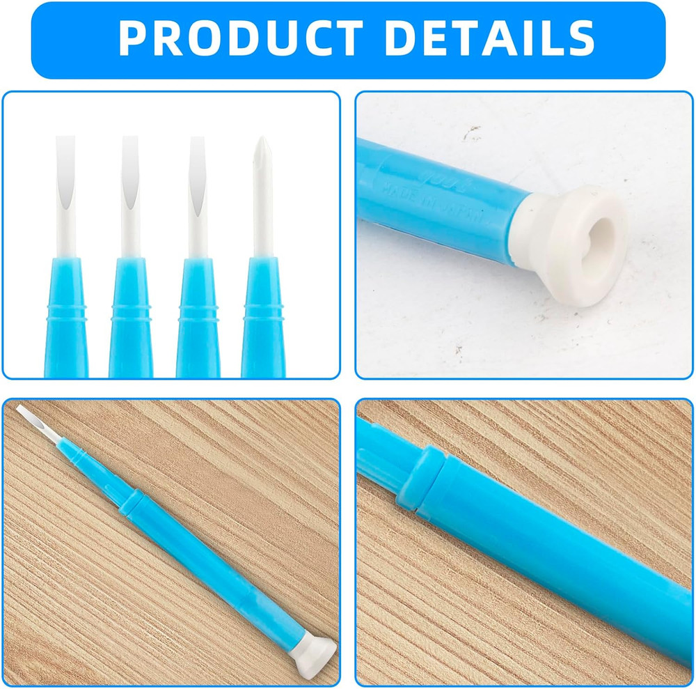 4 Pcs Plastic & Ceramic Screwdriver Set Non-Conductive Slotted Screwdrivers for