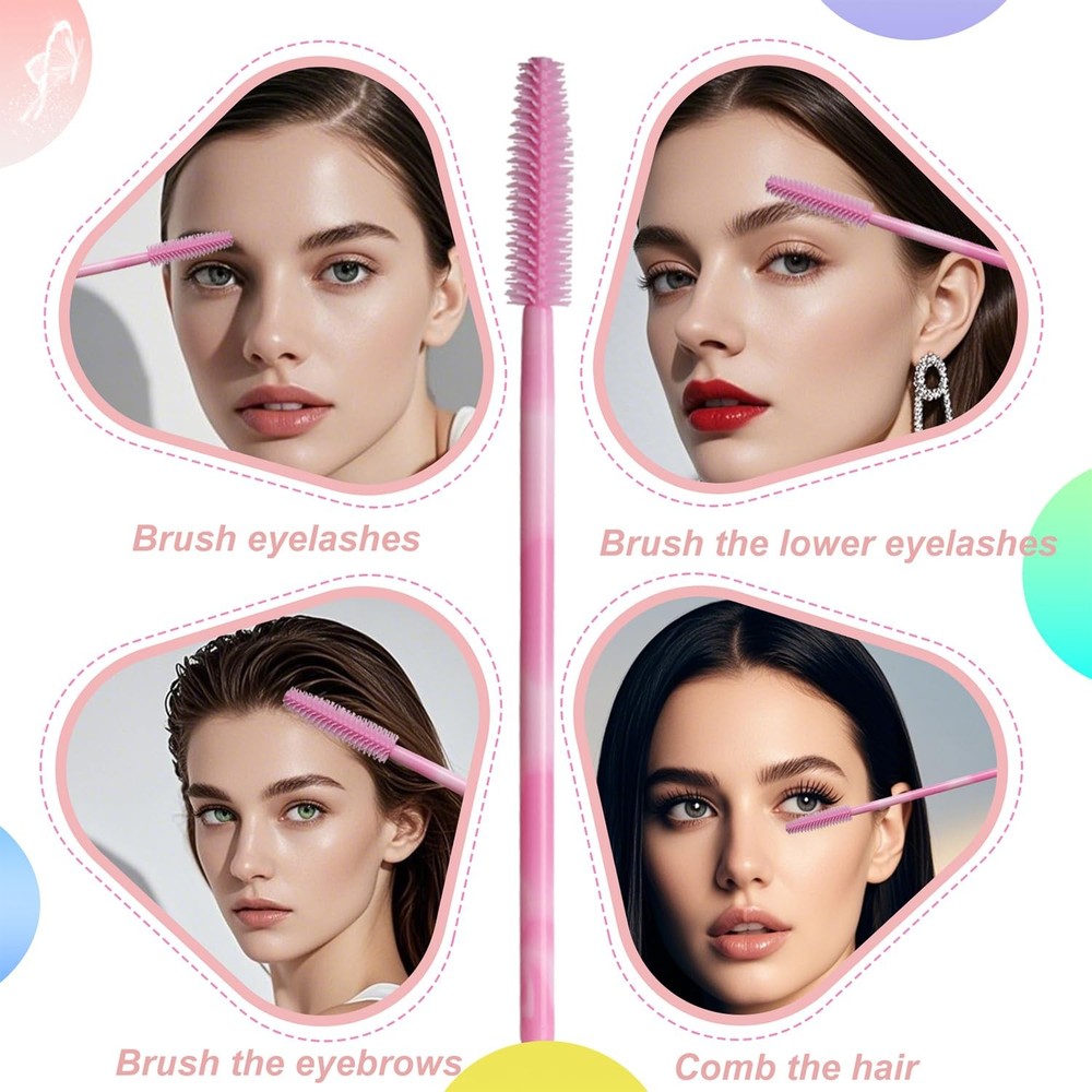 Disposable Silicone Mascara Wands - Soft Lash Spoolies for Eyelash Extensions
