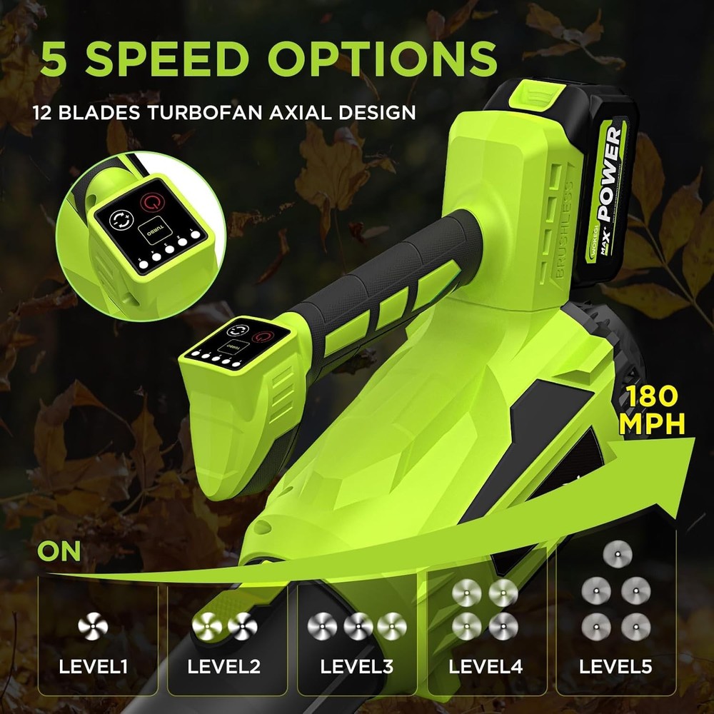 Versatile Handheld Leaf Blower: 580 CFM & Fast Charging for -Round Use