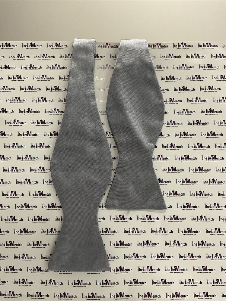 Rare Brooks Brothers Solid Silver Self Tie Adjustable Bow Tie (New-Minor Flaws)
