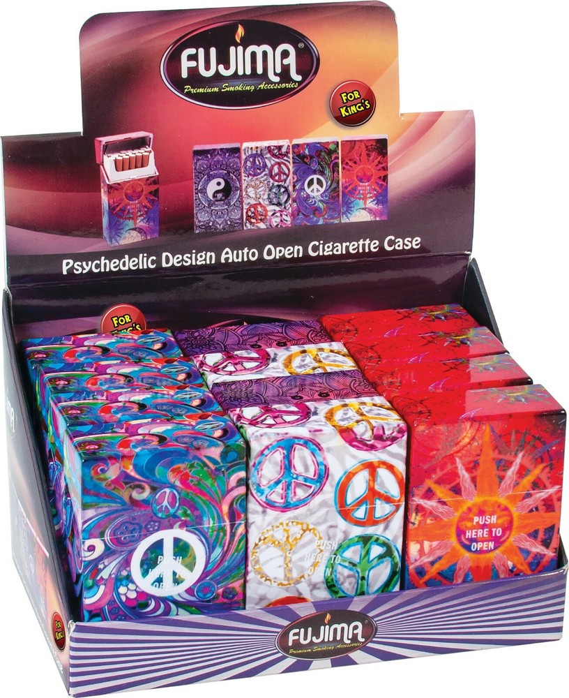 12 Peace, Yin Yang, Psychedelic Design Cigarette Case Pack Holders for 100mm