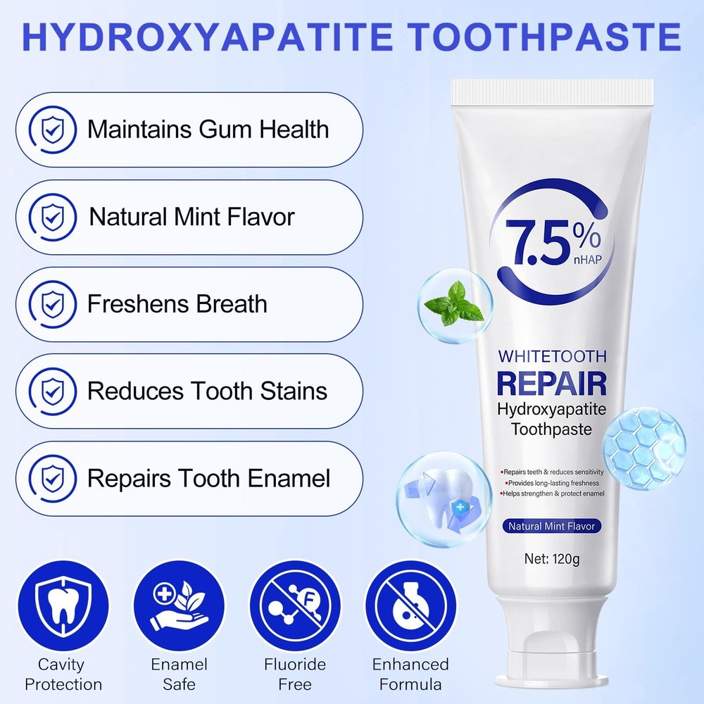 7.5% Hydroxyapatite Toothpaste, Toothpaste for Advanced Enamel Protection, Ge...